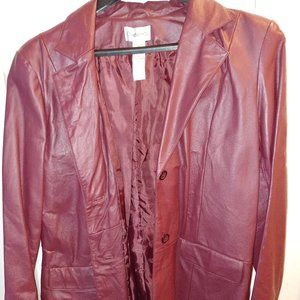 Burgundy Chadwicks Leather Jacket, Size 16